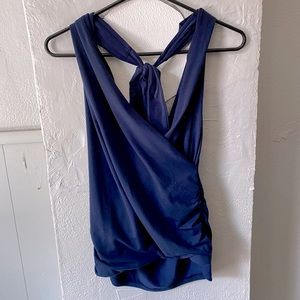 Open back-Tank-Navy-Neck Tie-Small-Large